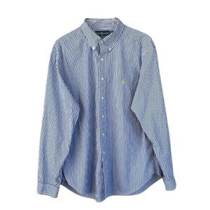 Ralph Lauren Blue and White Striped Men's Shirt Size XXL